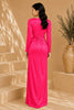 Pink Long Sleeve Satin Gown