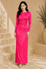 Pink Long Sleeve Satin Gown