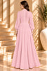 Pink Pleated Button Front Wide Leg Maxi Dress