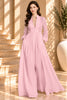 Pink Pleated Button Front Wide Leg Maxi Dress