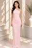Pink Ruched One Shoulder Mermaid Maxi Dress