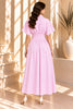 Pink Striped Button Front Midi Dress