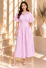 Pink Striped Button Front Midi Dress