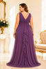 Plum Ruffle Chiffon Plus Size Gown