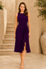 Purple Cascade Ruffle Midi Dress