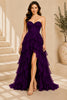 Purple Corset Ruffle High Low Gown