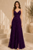 Purple Floral Lace Evening Gown