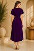 Purple Flutter Sleeve Wrap Midi Dress