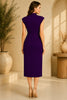Purple High Neck Knot Waist Midi Dress
