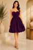 Purple Strapless Bubble Hem Mini Dress