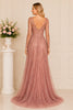 Rose Gold Embellished Tulle Gown