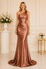 Rose Gold Satin One Shoulder Gown