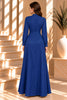 Royal Blue Button Front Belted Maxi Dress