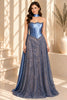 Royal Blue Embellished Corset Lace Maxi Dress