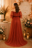 Rust Off Shoulder Tulle Maternity Maxi Gown