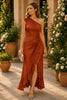 Rust Romance One Shoulder Ruffle Maxi Dress