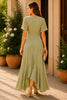 Sage Elegance Ruffle Wrap Maxi Dress