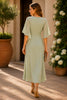 Sage Grace Flutter Sleeve Midi Dress