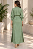 Sage Green Belted Button Front Shirt Maxi Dress