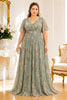 Sage Green Floral Chiffon Plus Size Maxi Dress