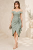 Sage Green Off Shoulder Wrap Midi Dress