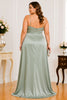 Sage Green Satin Spaghetti Strap Plus Size Maxi Dress