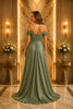 Sage Off Shoulder Ruched Maxi Dress