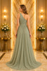 Sage One Shoulder Chiffon Maxi Dress
