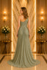 Sage One Shoulder Pleated Maxi Dress