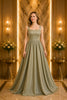 Sage Square Neck A Line Maxi Dress