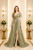 Sage Flutter Sleeve Chiffon Maxi Dress