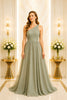 Sage One Shoulder Chiffon Maxi Dress