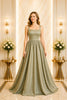 Sage Square Neck A Line Maxi Dress