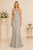 Silver Sequin Halter Gown