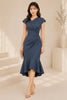 Slate Blue Draped Mermaid Midi Dress