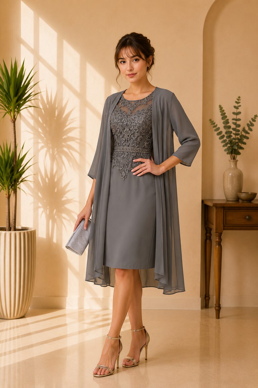 Slate Lace Jacket Dress