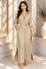 Taupe Belted Button Front Shirt Maxi Dress