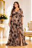 Taupe Black Floral Plus Size Maxi Dress