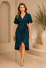Teal Flutter Sleeve Wrap Dress