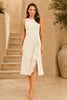 White Cascade Ruffle Midi Dress