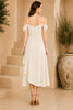 White Cold Shoulder Draped Midi Dress