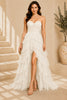 White Corset Ruffle High Low Gown
