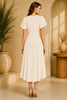 White Flutter Sleeve Wrap Midi Dress