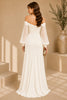 White Off Shoulder Ruched High Slit