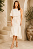 White One Shoulder Draped Midi Dress