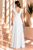 White Ruffle Wrap Maxi Dress