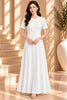 White Textured Button Front Maxi Dress