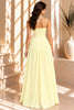 Yellow Ruched Corset Strap Maxi Dress