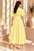 Yellow Striped Button Front Midi Dress