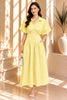 Yellow Striped Button Front Midi Dress